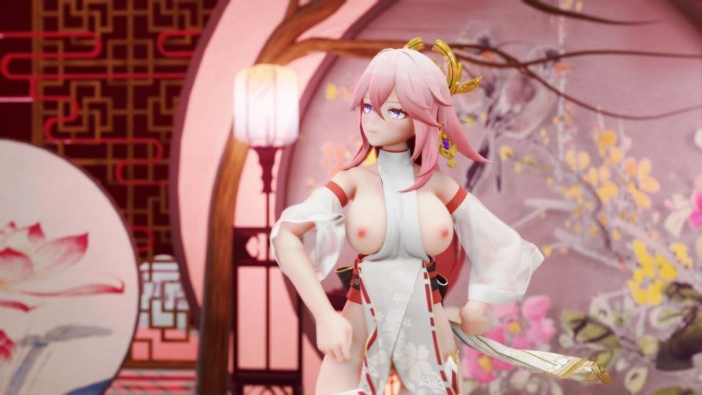 [BL28] 八重神子宵宫爆乳同人 骚穴被狂干到失禁