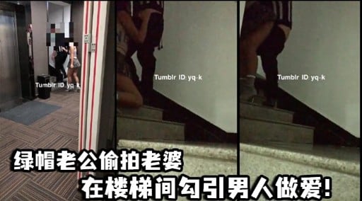 [无码] 绿帽老公偷拍人妻楼梯间被猛男狂干内射